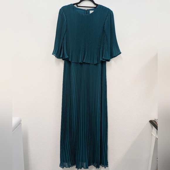 NWT Anthropologie Corey Lynn Calter Emerald Green Pleated Maxi Dress sz S Formal - Picture 2 of 14